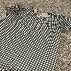 Ann Taylor Black and White Checkered Blouse